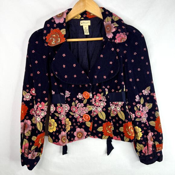 Elevenses Navy Floral Blazer 4P - Picture 3 of 9